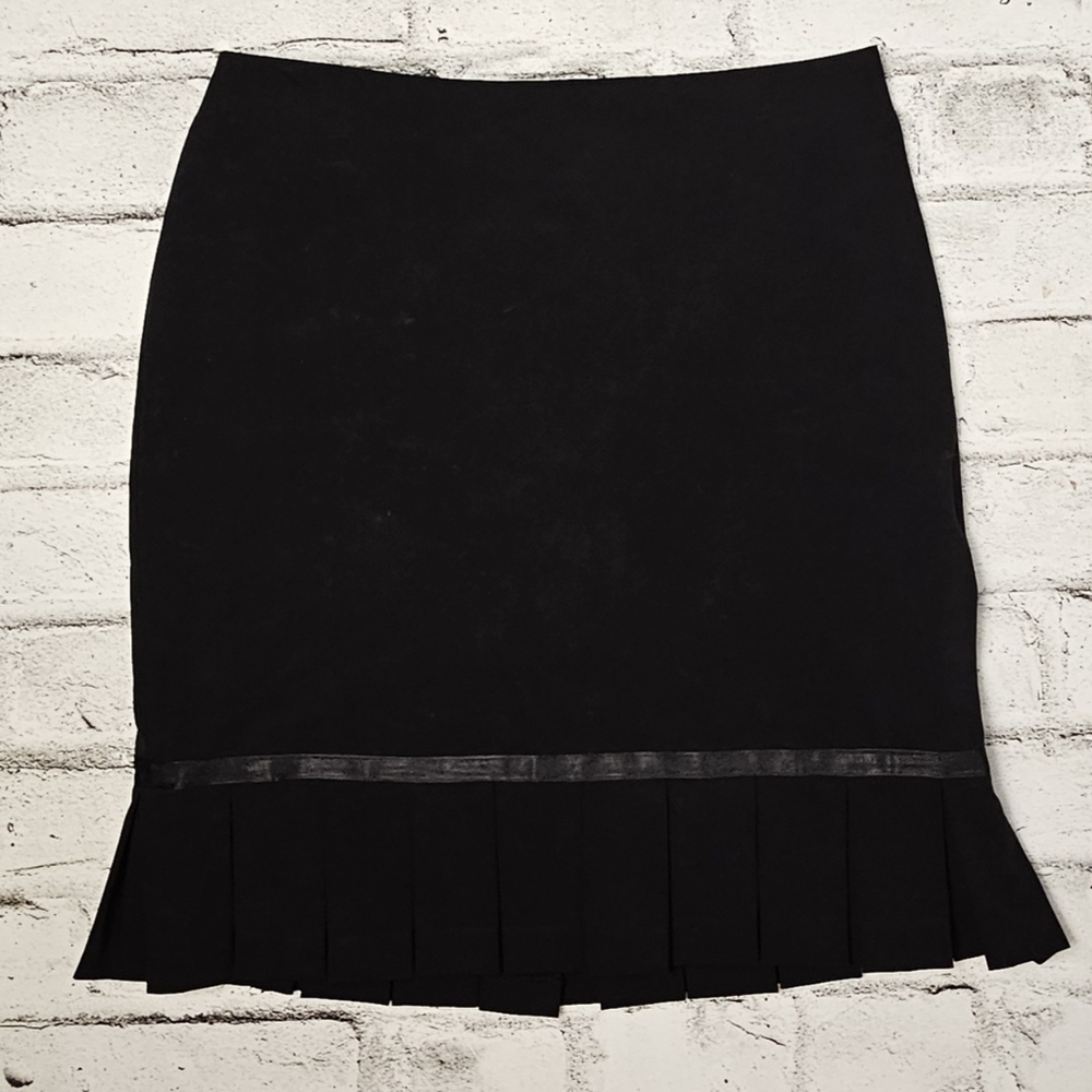 Ricki’s Womens Black Pencil Skirt Size 6 Pleated Hem Career Office Workwear